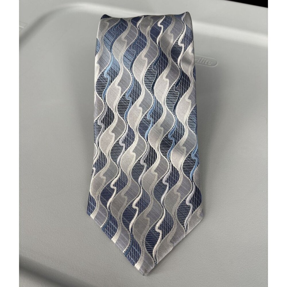 Stacy Adams Signature Men's 4" Hand Made Silk Tie Silver Blue Classic Office